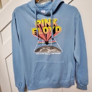 Pink Floyd retro style blue hoodie with album cover logo